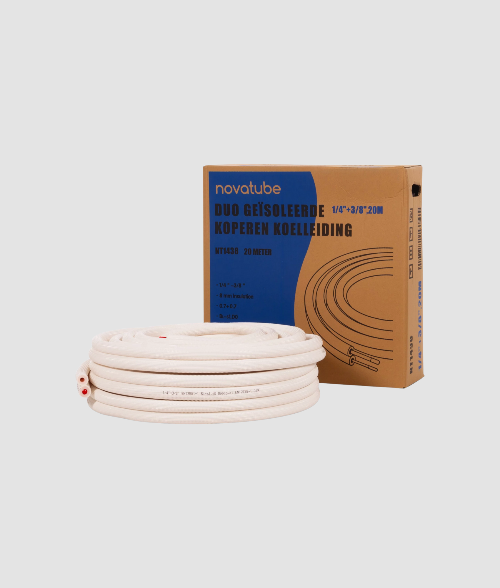 Kit de tuyaux de refroidissement isolés NovaTube Duo 1/4-3/8 avec raccords évasés 6 mètres