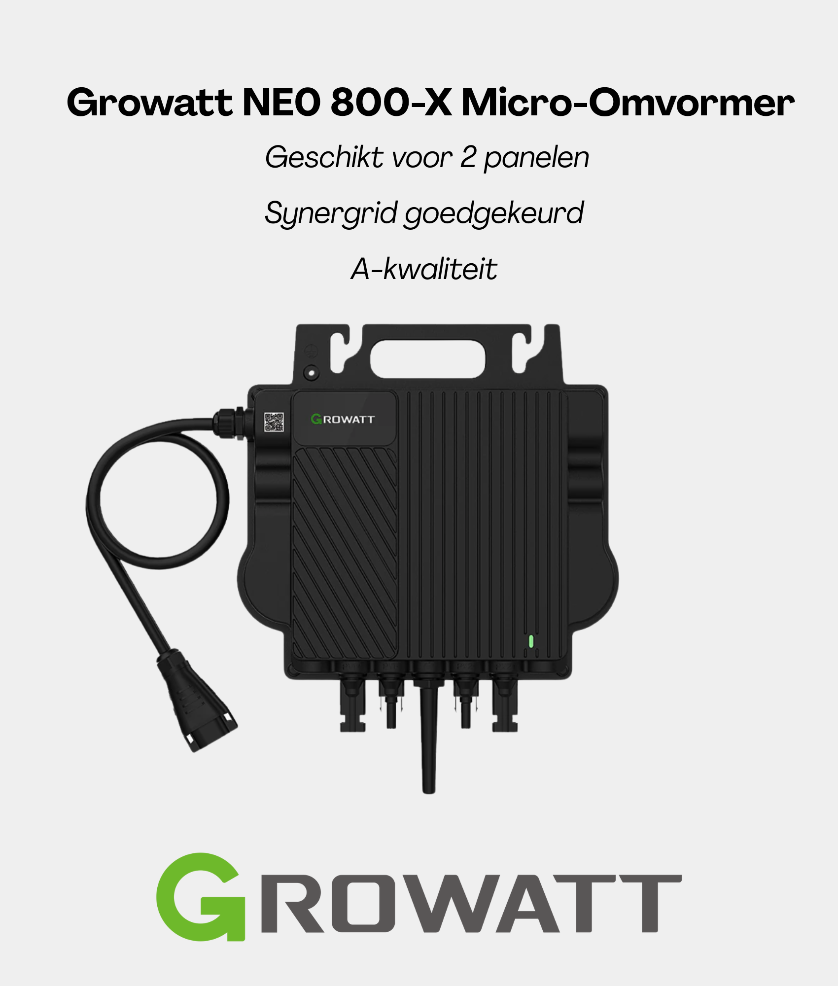 Système de panneaux solaires Growatt Plug &amp; Play – 2 panneaux (micro-onduleur, câblage et panneaux inclus)